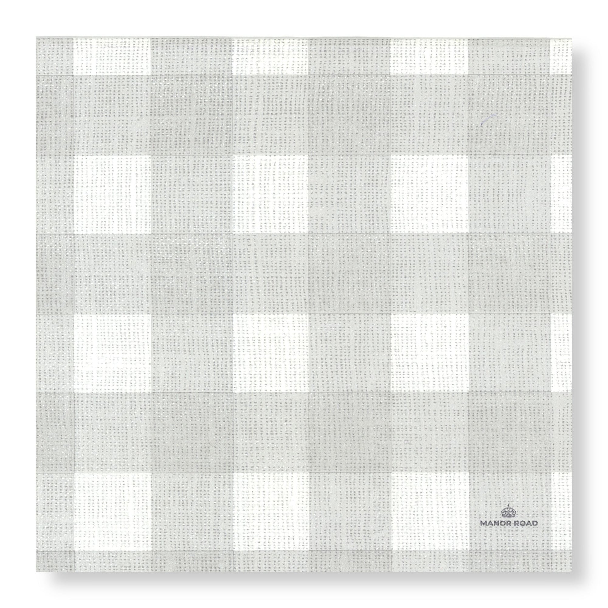 Manor Road Linen Gingham Soft Grey Dinner Napkins 20Pk (Case of 6)