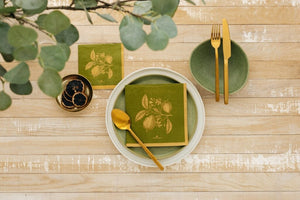 Manor Road Lemon Green/Gold Cocktail Napkins 20Pk (Case of 6)