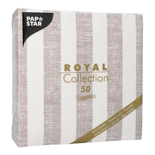 Papstar Royal Collection Napkins Lines - Mocca 40x40cm 50pk (Case of 5)