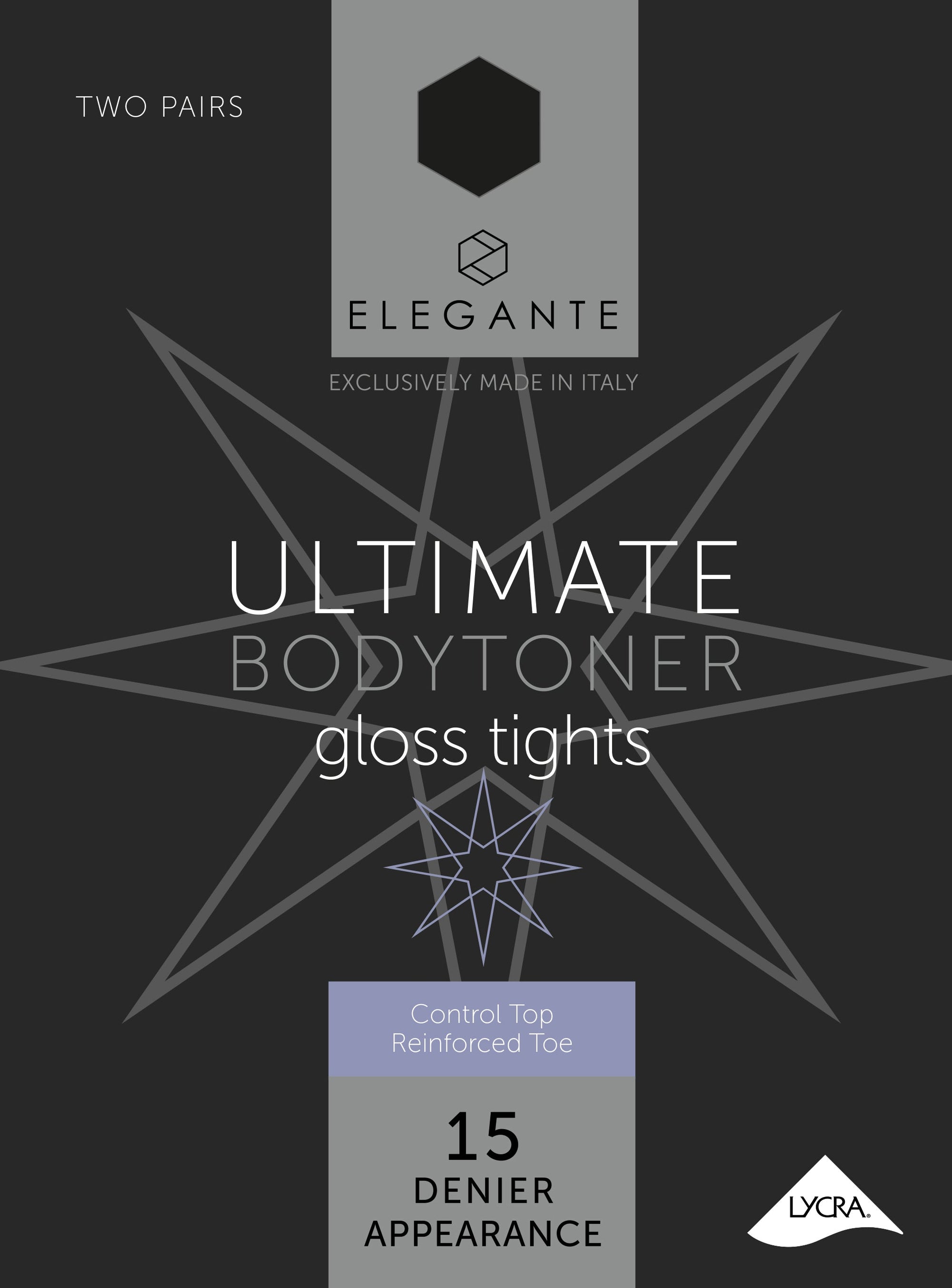 Elegante Ultimate Black Bodytoner Tights with Gloss Leg Large 2pk (Case of 6)