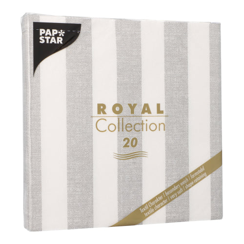 Papstar Royal Collection Napkins Lines - Grey 40x40cm 20pk (Case of 8)
