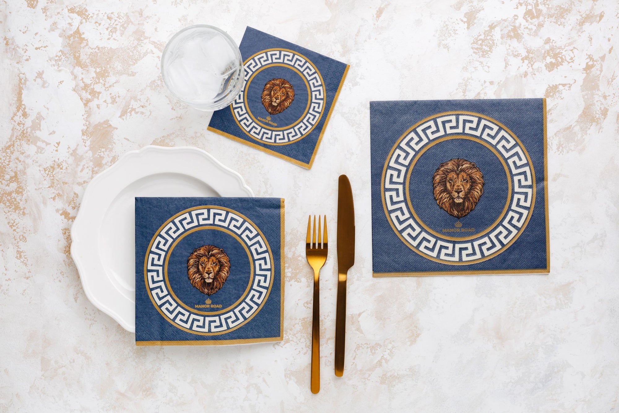 Manor Road Vittalio Navy Luncheon Napkins 20Pk (Case of 6)