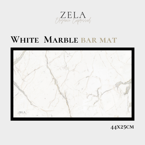 Zela White Marble Bar Mat 44x25 (Case of 1)