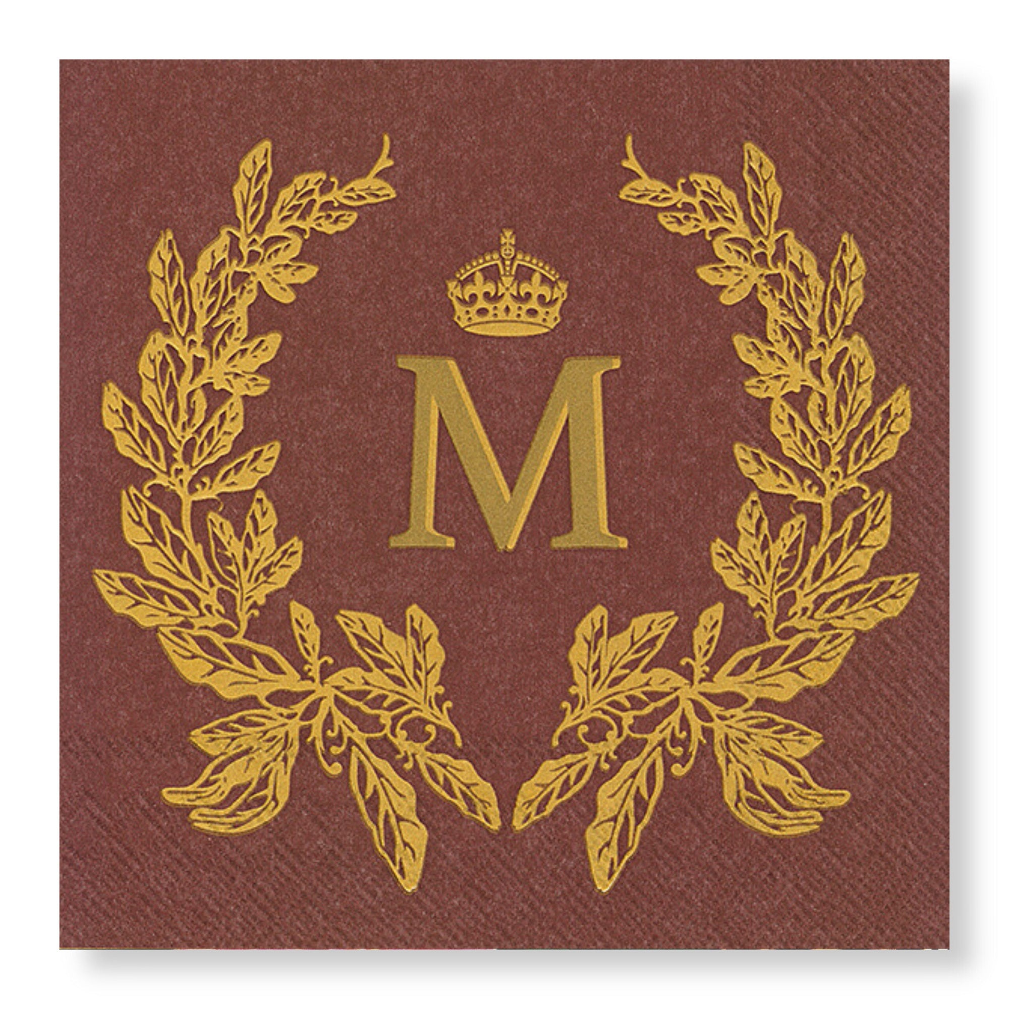 Manor Road Laurel Wreath Burnt Fig Cocktail Napkins 20Pk (Case of 6)