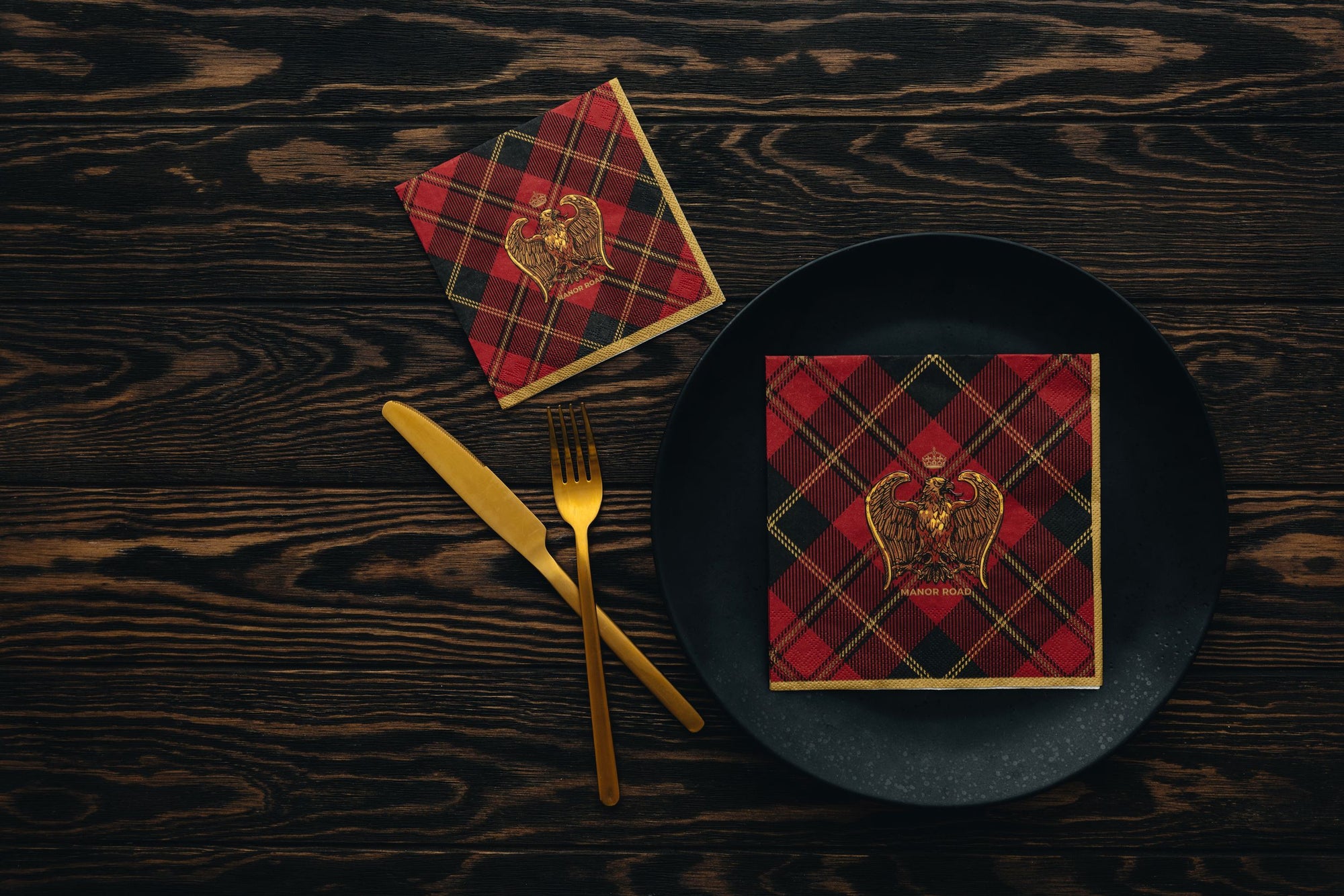 Manor Road Eagles on Tartan Luncheon Napkins 20Pk (Case of 6)