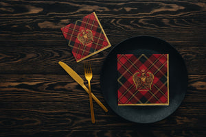 Manor Road Eagles on Tartan Luncheon Napkins 20Pk (Case of 6)