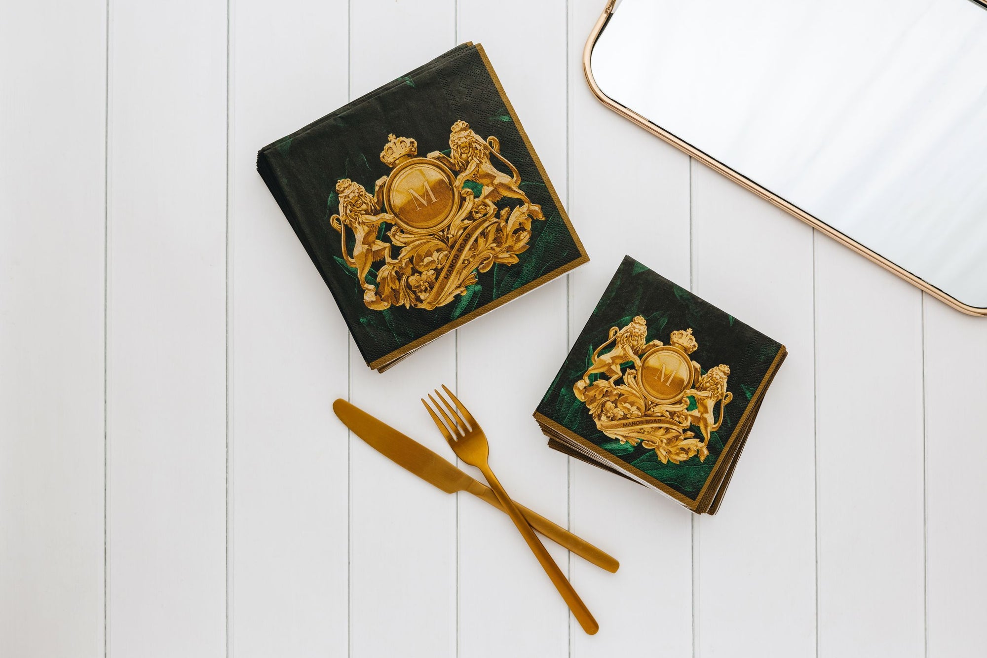 Manor Road Royal Lion Green Luncheon Napkins 20Pk (Case of 6)