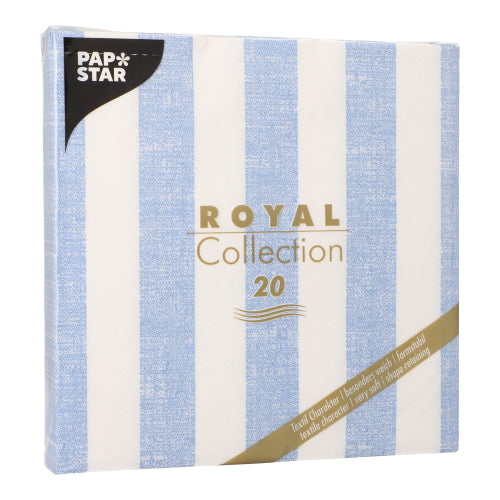Papstar Royal Collection Napkins Lines - Blue 40x40cm 20pk (Case of 8)