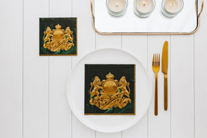 Manor Road Royal Lion Green Cocktail Napkins 20Pk (Case of 6)