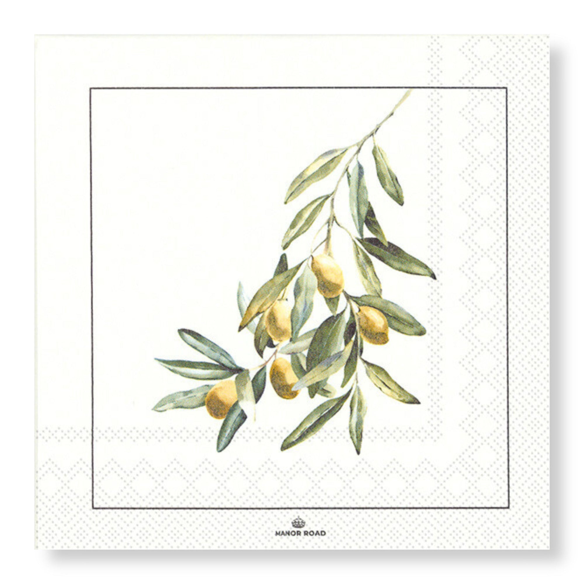 Manor Road Wild Olives Cocktail Napkins 20Pk (Case of 6)