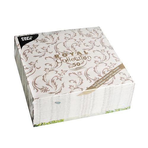 Papstar Royal Collection Napkins Damascato Design - Brown 40x40cm 50pk (Case of 5)