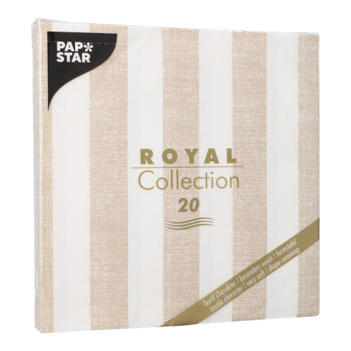 Papstar Royal Collection Napkins Lines - Sand 40x40cm 20pk (Case of 8)
