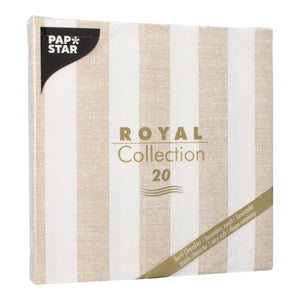 Papstar Royal Collection Napkins Lines - Sand 40x40cm 20pk (Case of 8)