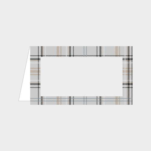 Zela Timeless Elegance Grey Plaid Place Cards 25pk (Case of 2)