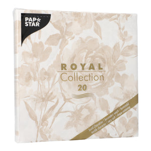 Papstar Royal Collection Napkins Rose - Sand 40x40cm 20pk (Case of 8)
