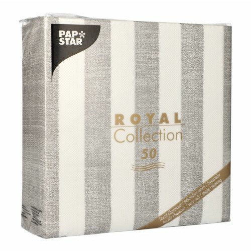 Papstar Royal Collection Napkins Lines - Grey 40x40cm 50pk (Case of 5)