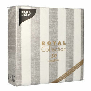 Papstar Royal Collection Napkins Lines - Grey 40x40cm 50pk (Case of 5)