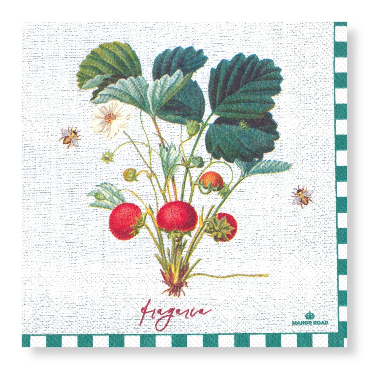 Manor Road Strawberry Field Cocktail Napkins 20Pk (Case of 6)