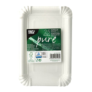 Papstar Pure Rectangle White Plates 13x20cm 25pk (Case of 9)