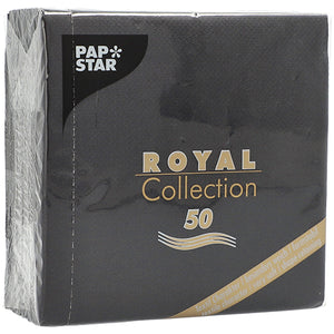 Papstar Royal Collection Napkins - Black 25x25cm 50pk (Case of 6)