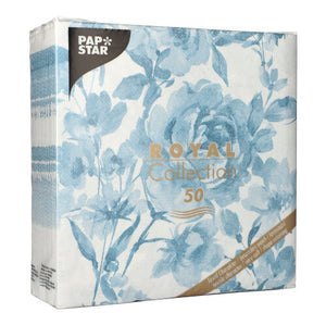 Papstar Royal Collection Napkins Rose - Blue 40x40cm 50pk (Case of 5)