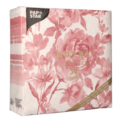 Papstar Royal Collection Napkins Rose - Bordeaux 40x40cm 50pk (Case of 5)