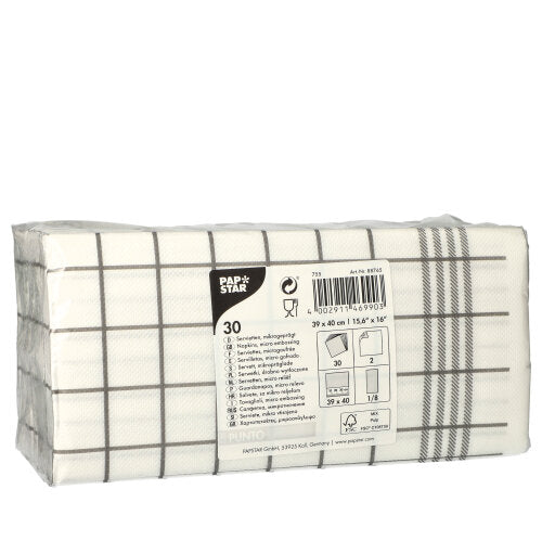 Papstar Kitchen Towel Napkins - Punto Grey 39x40cm 30pk (Case of 6)