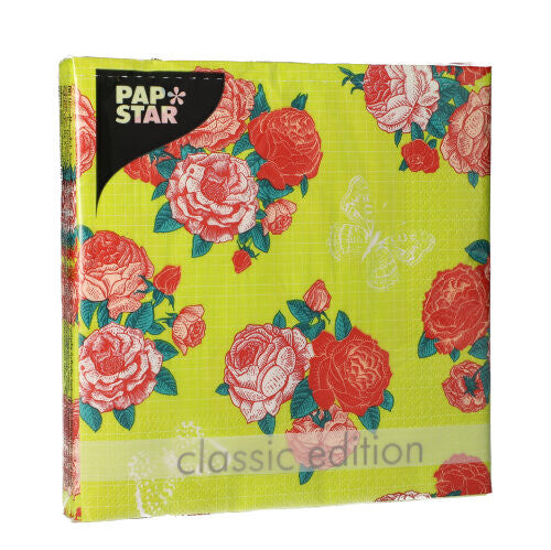 Papstar Summer Rose Napkins 33x33cm 20pk (Case of 5)